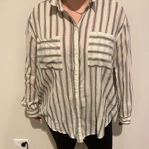 Striped button up tee